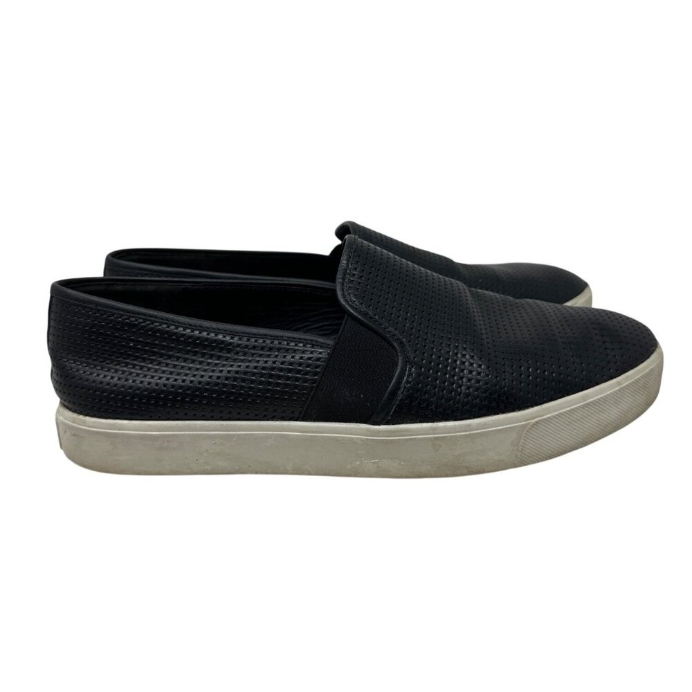 Vince Blair Black Perforated Leather Slip-On Sneakers Women's Size 9M